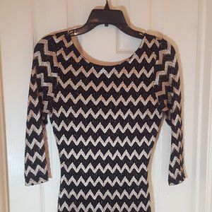 Forever 21 Black & Gold Chevron Dress